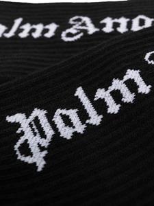 Palm Angels Kids Geribbelde sokken met intarsia logo - Zwart