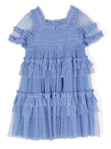 NEEDLE & THREAD KIDS Peaches smocked dress - Blauw