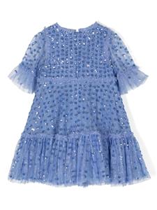 NEEDLE & THREAD KIDS Raindrop sequin-embellished dress - Blauw