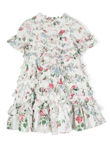 NEEDLE & THREAD KIDS Floral Fantasy ruffled dress - Wit