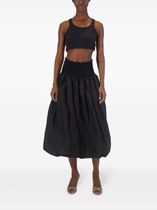 AZEEZA Bubble smock-waist cotton midi skirt - Zwart