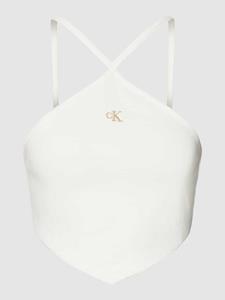 Calvin Klein Jeans Waffle Cotton-Blend Jersey Halter Top - L