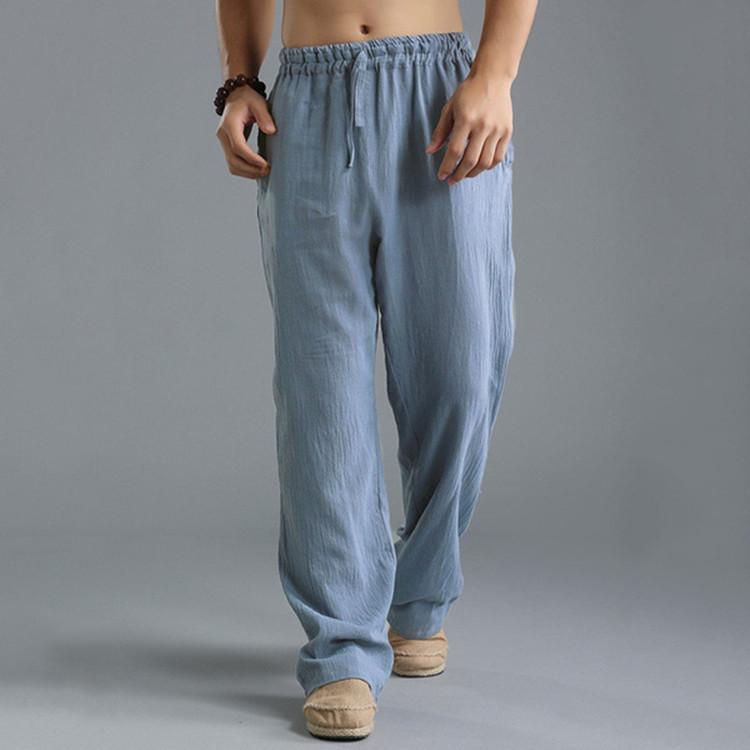 Eight Eight Men's Spring and Summer Breathable Pants Cotton and Linen Loose Large Size Pants