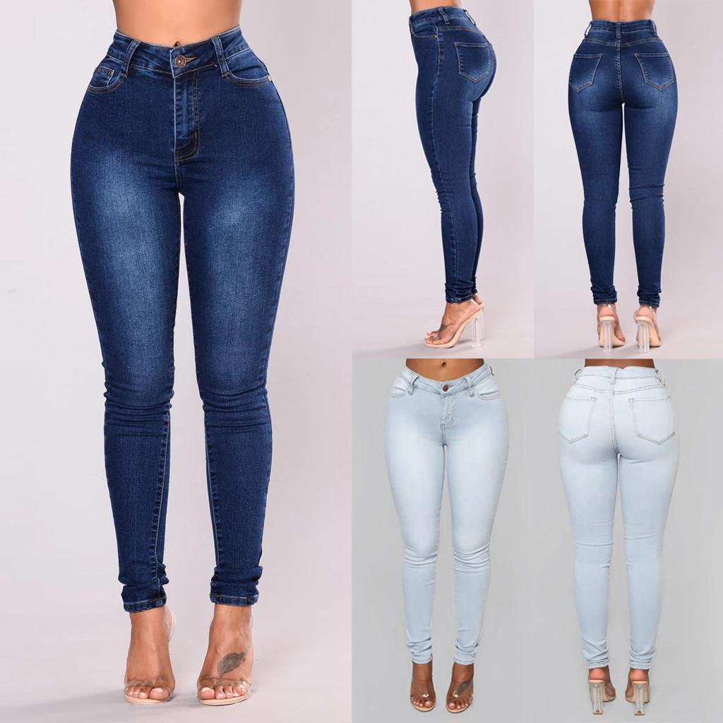Mei hua Mode dames hoog getailleerde stretch slanke jeans casual potloodbroek groot formaat