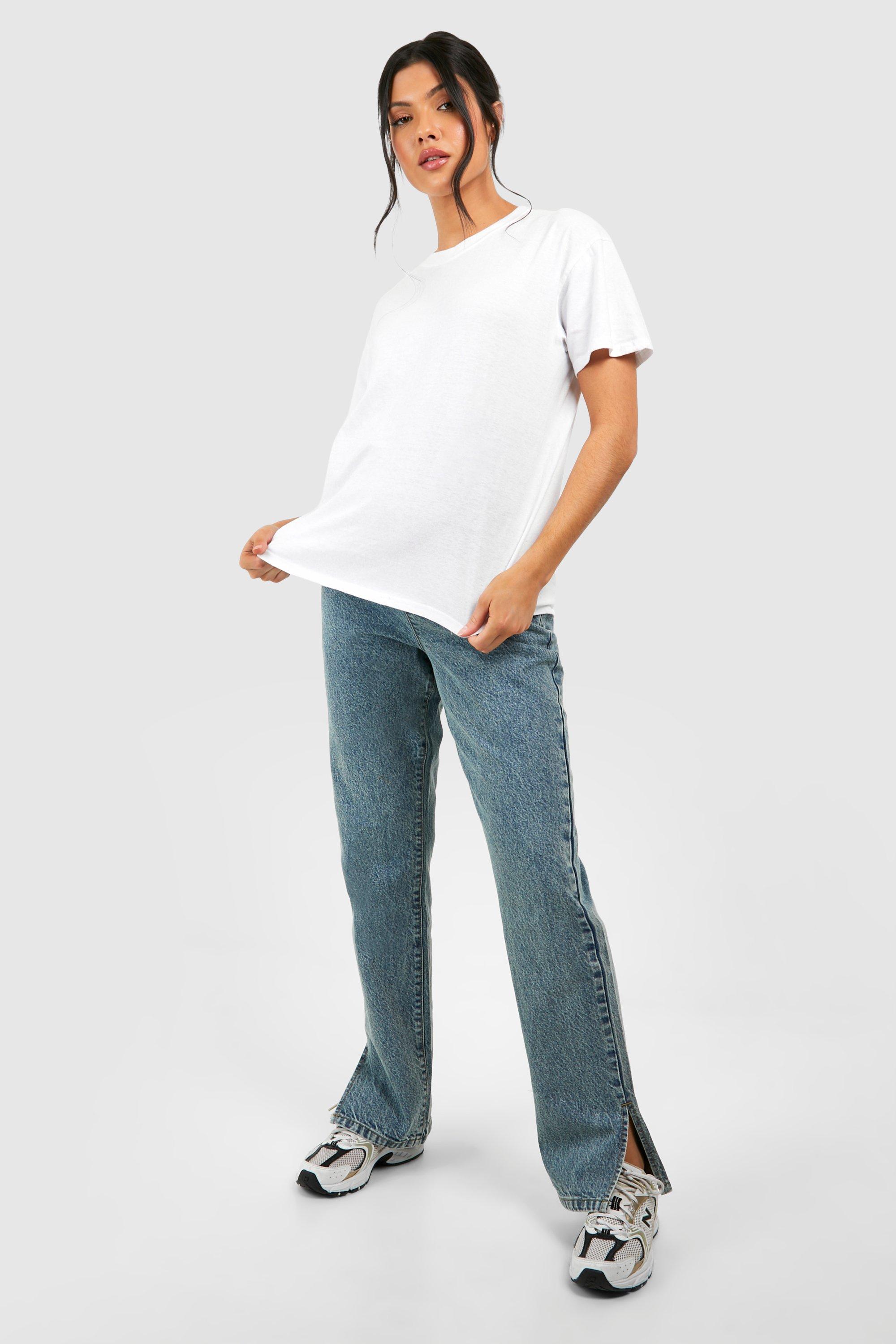 Boohoo Maternity Over Bump Split Hem Straight Jean, Vintage Wash