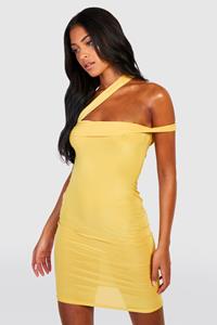 Boohoo Tall Bodycon Mini Jurk Met Asymmetrische Bandjes, Yellow