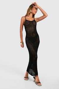 Boohoo Crochet Midaxi Dress, Black