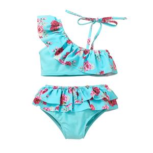 Sunshine kids clothing Peutermeisjes Badpakken met ruches Tweedelige Bloemenbadpakken Halter Crop Top en bikinibroekjes Zwemkleding Kinder Sunsuit Tankinipak 18M-6T