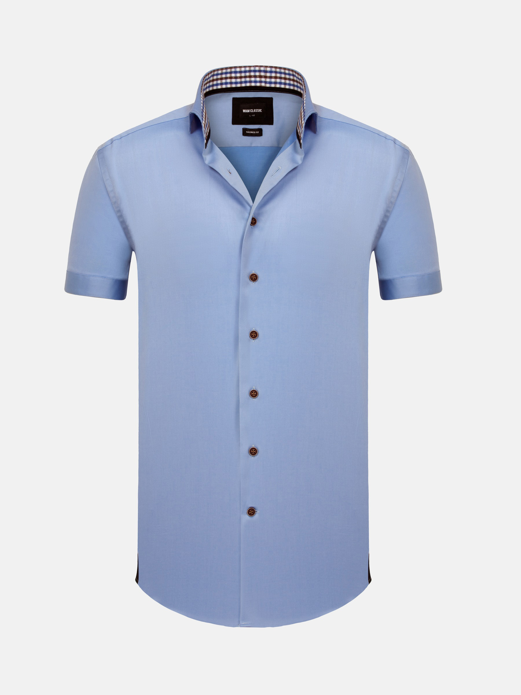 WAM Denim Owen Tailored Fit Blue Overhemd Korte Mouw-