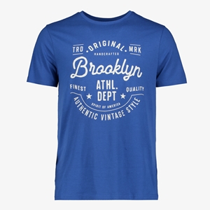 Unsigned heren T-shirt met print kobalt blauw