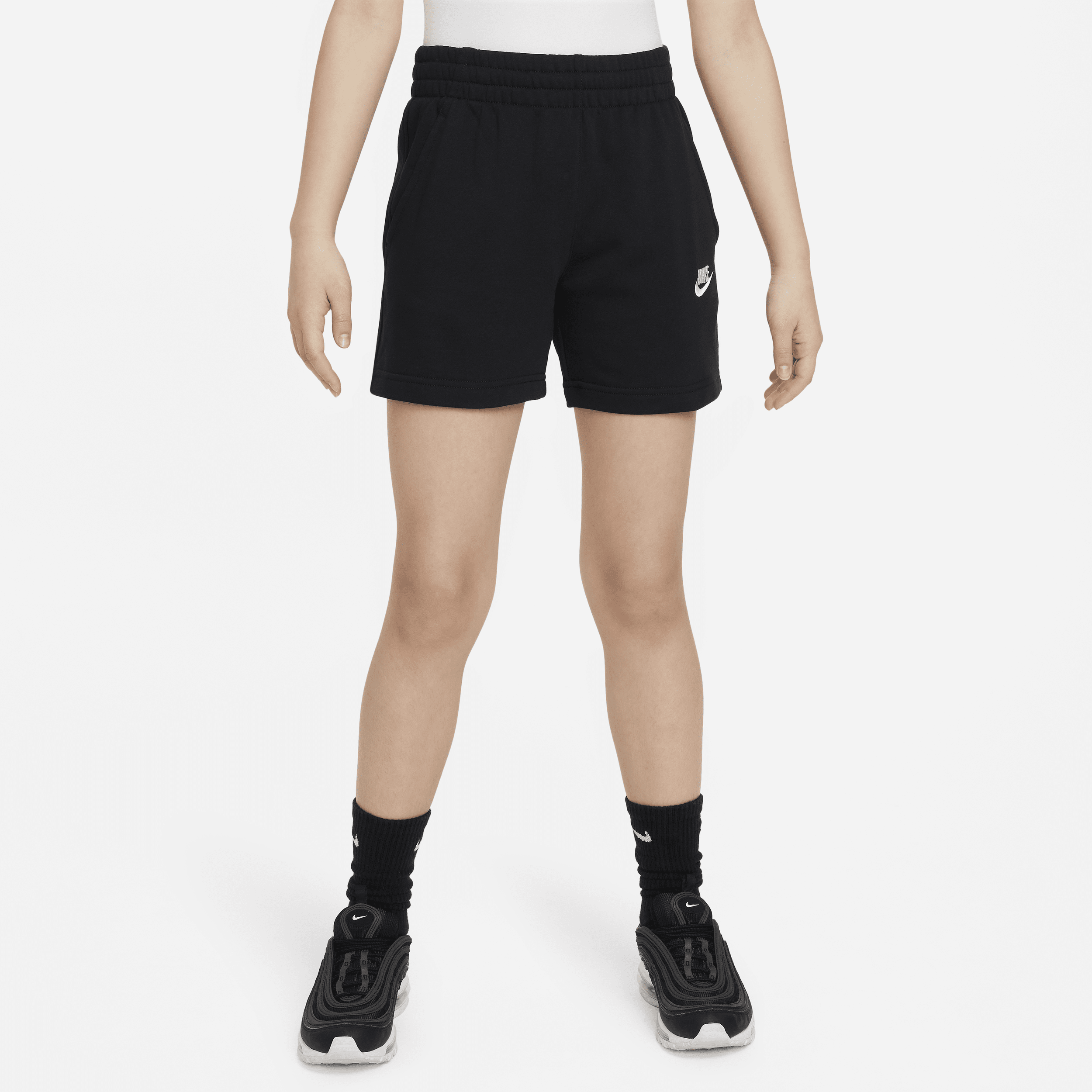 NIKE Sportswear Club Fleece 5" French Terry Shorts Mädchen 010 - black/black/white