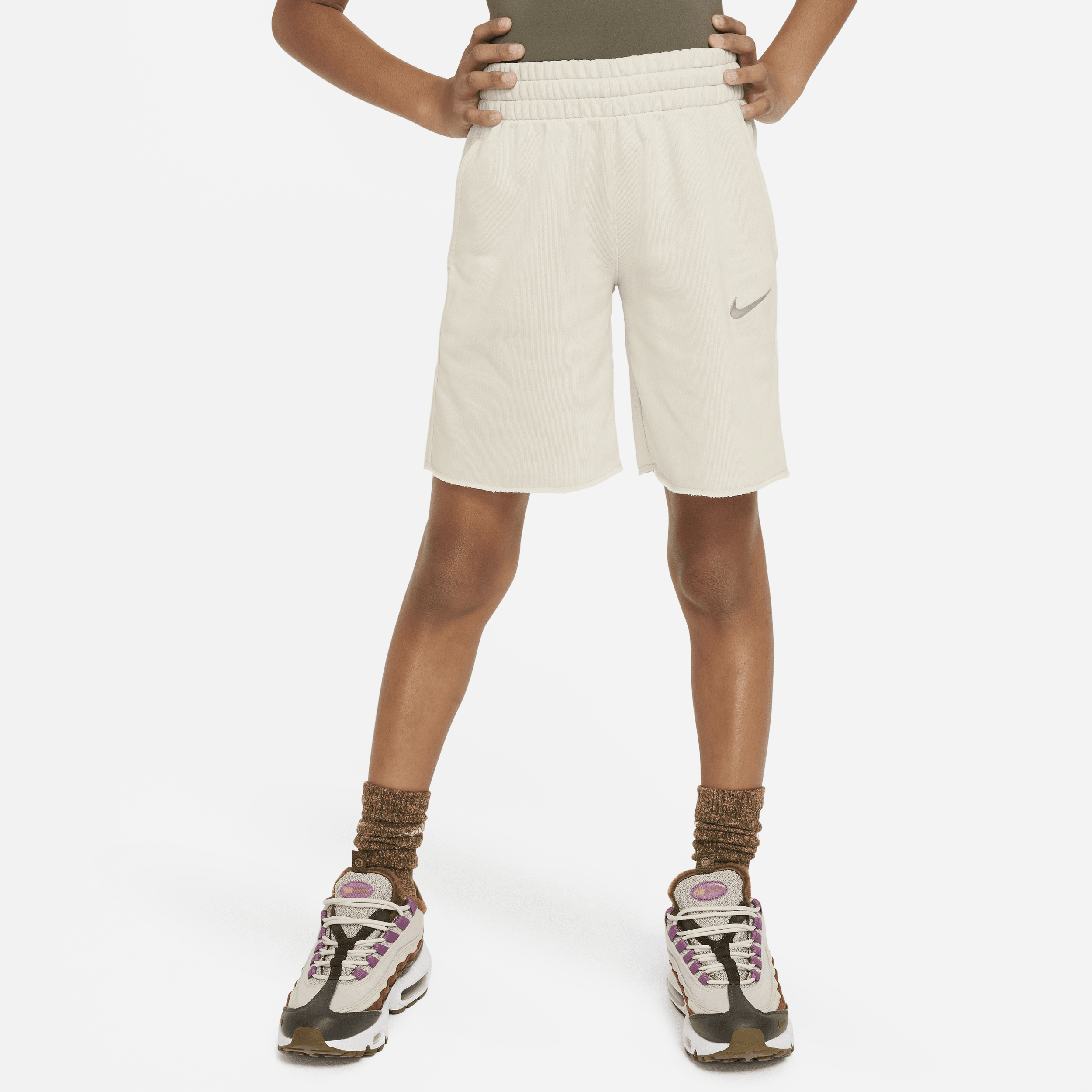 Nike Sportswear fleeceshorts met Dri-FIT voor meisjes - Grijs