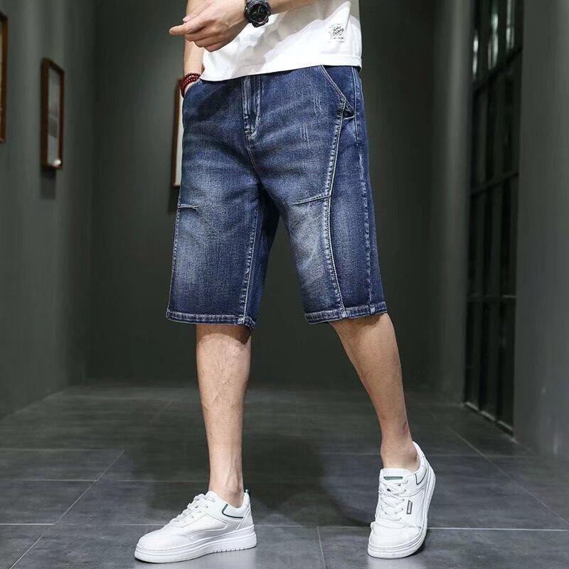 Zhuoneng Clothing Summer Thin Denim Shorts Men's Fifth Pants plus Size Loose Middle