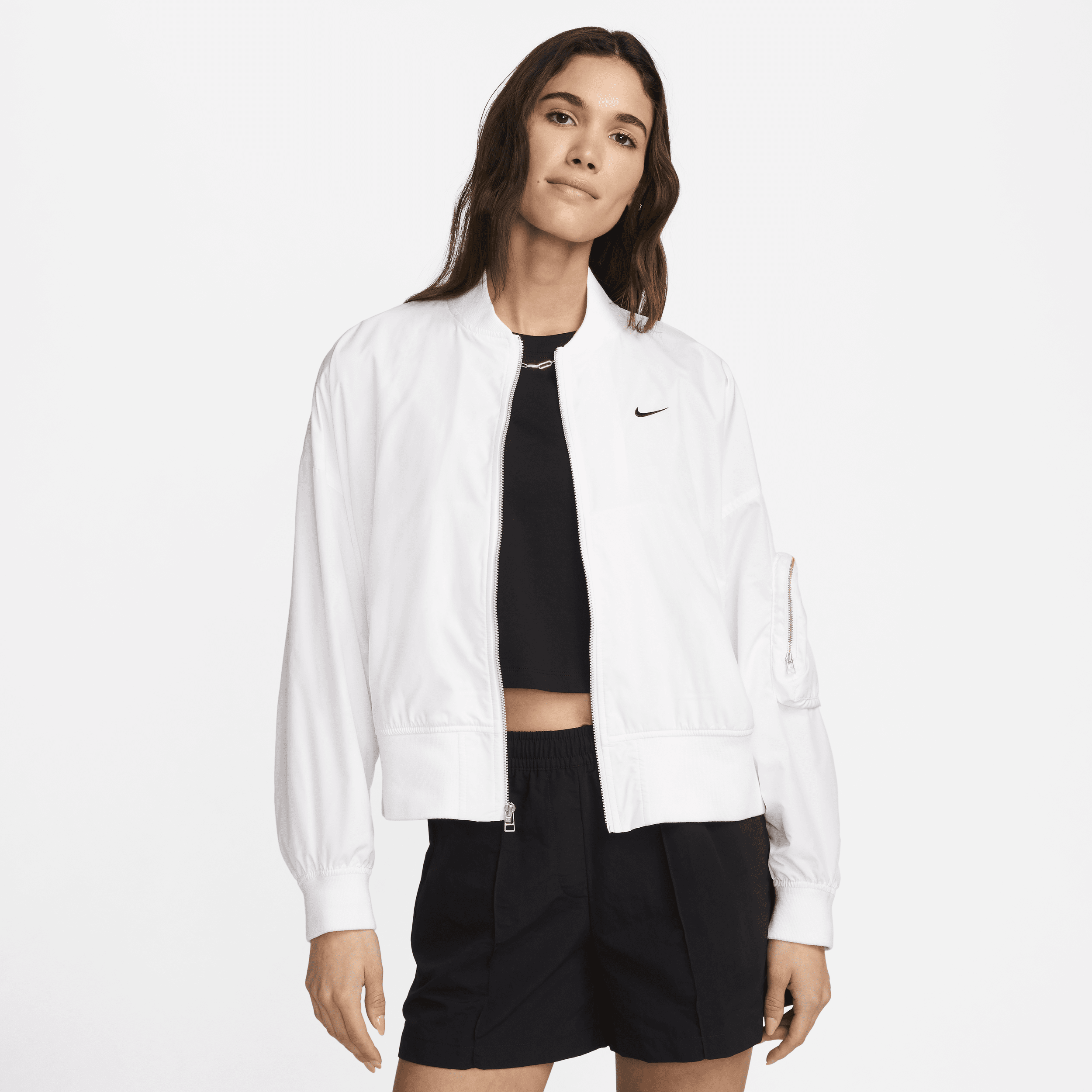 Nike Sportswear Essential oversized bomberjack voor dames - Wit