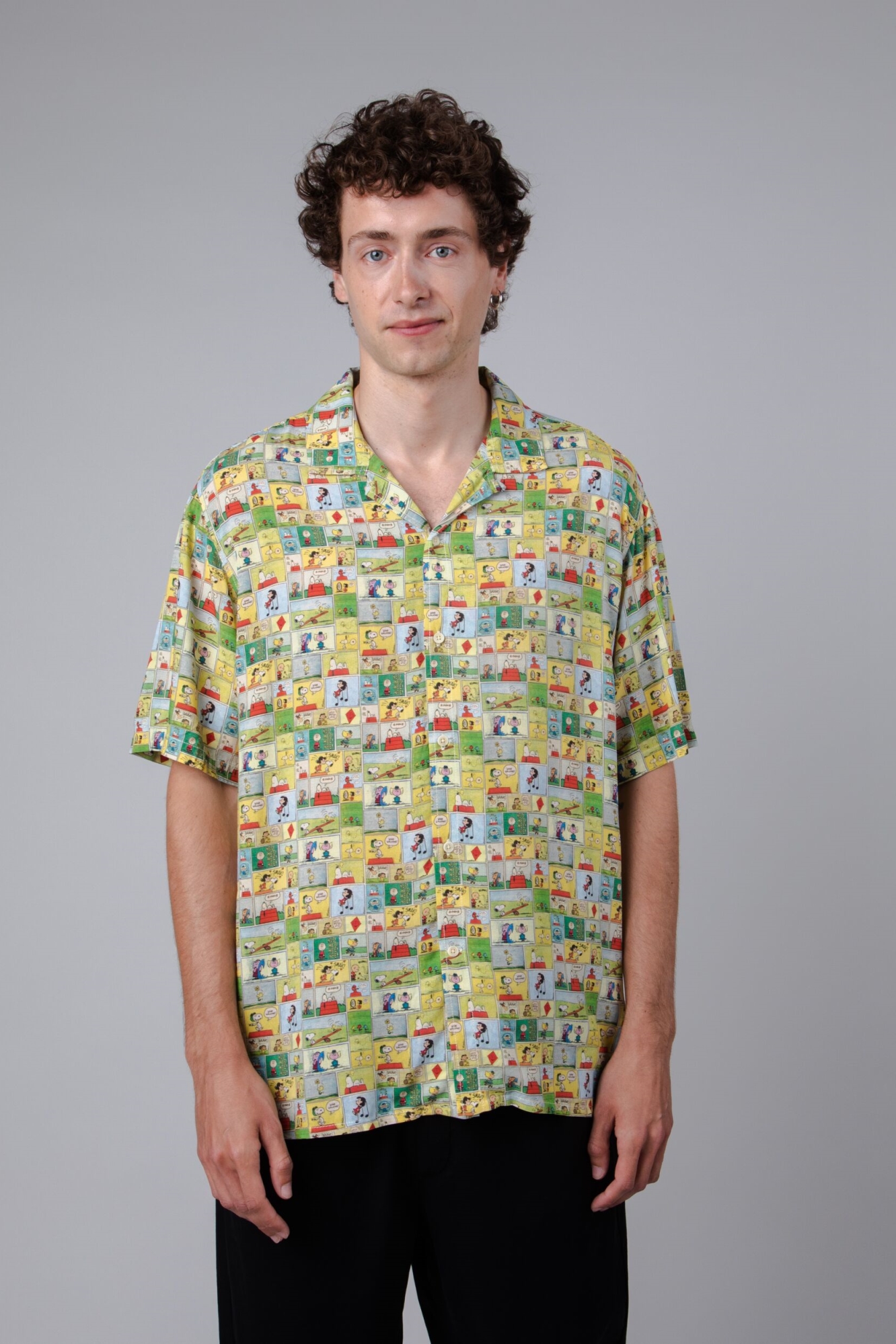 Brava Fabrics Herren vegan Shirt Peanuts Comic Aloha Gelb