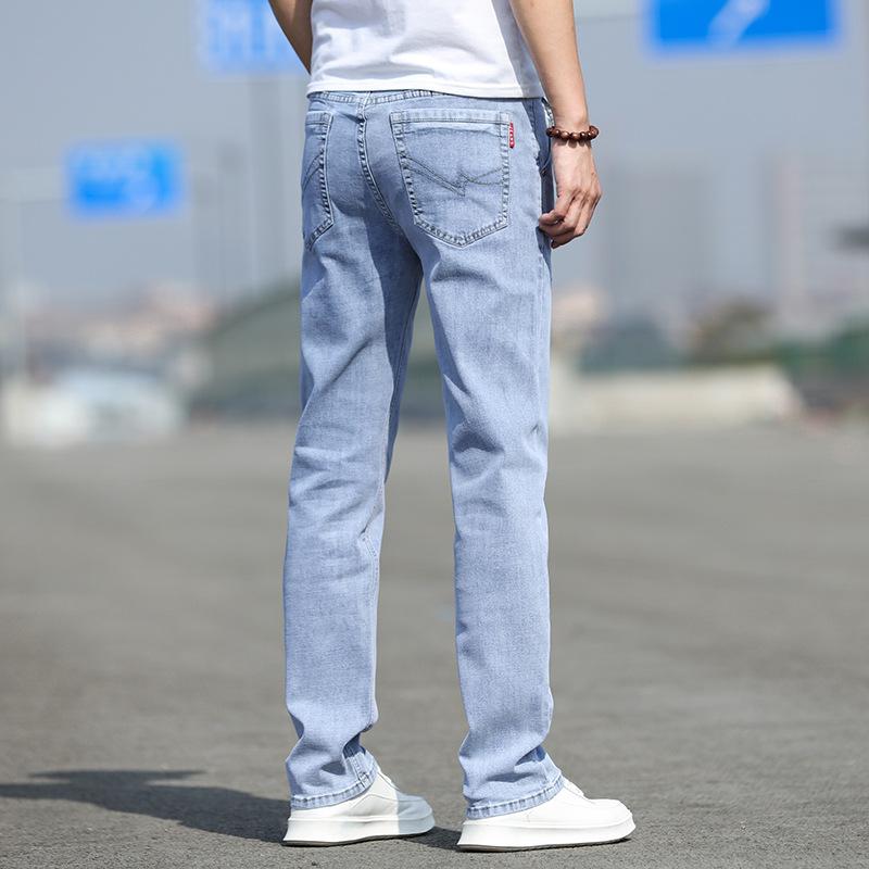 Little red horse Jeans Men's Loose Straight Men's Trousers High-end Stretch Light-coloured Autumn Thin Section of The Trend of Casual Trousers