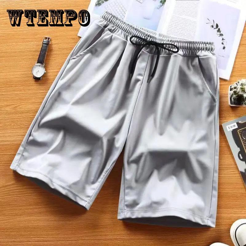 WTEMPO Men's Five-point Pants Summer Thin Breathable Shorts Wear Fashion Sports Beach Casual Pants Solid Color Comfortable Straight Micro-elastic Shorts