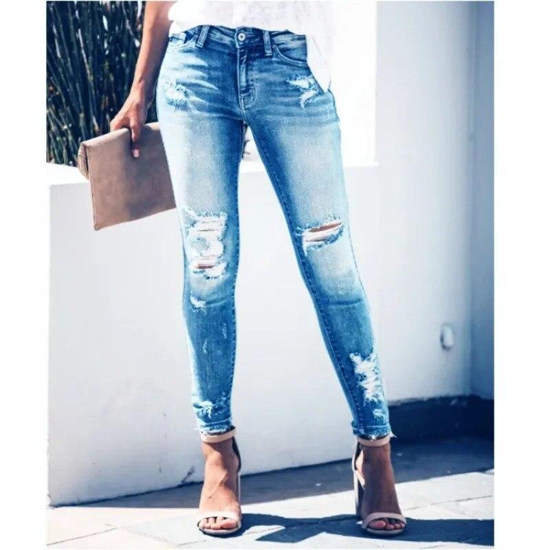 Surwenyue 2023 Womens Hoge Taille Jeans Slanke Gat Sexy Denim Broek Casual Mode Streetwear Broek Stretch Broek Pantalon 30205