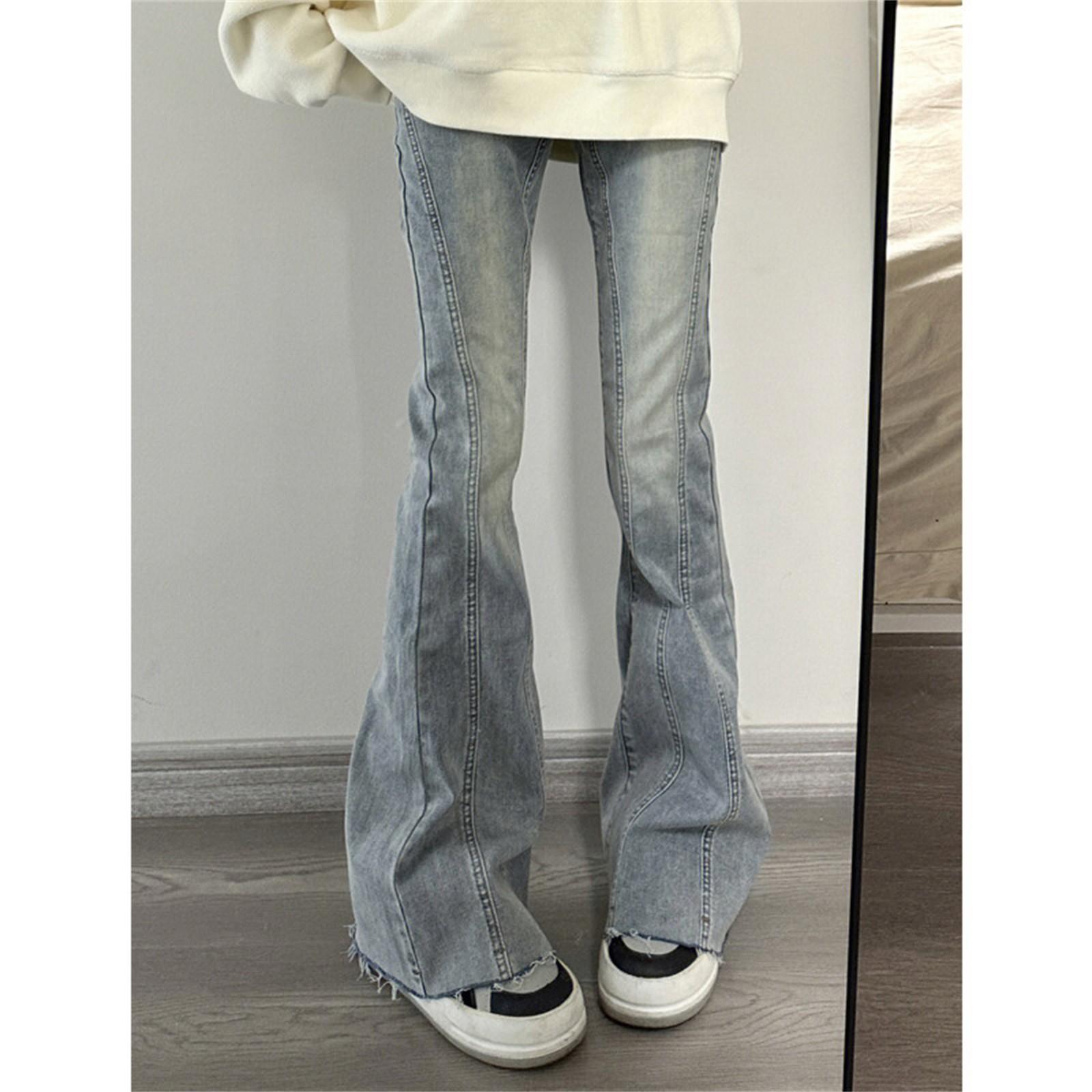 EL80HK Mode Dames Slanke Jeans Rechte Casual Broek met Hoge Taille