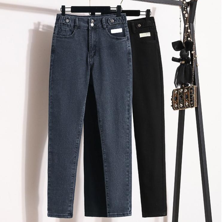 Dimanaf 2024 Plus Size Women Jeans Pants Denim Female Pencil Elastic Basic High Waist Trousers New Oversize Fashion Pants 5XL