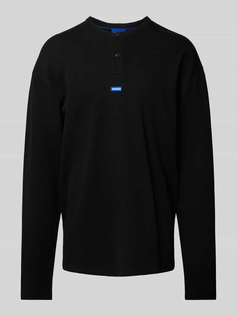 Hugo Blue Shirt met lange mouwen en labeldetail, model 'Nereso'