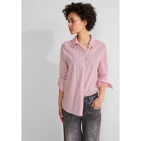STREET ONE Blusenshirt QR Striped business blouse, soft legend rose