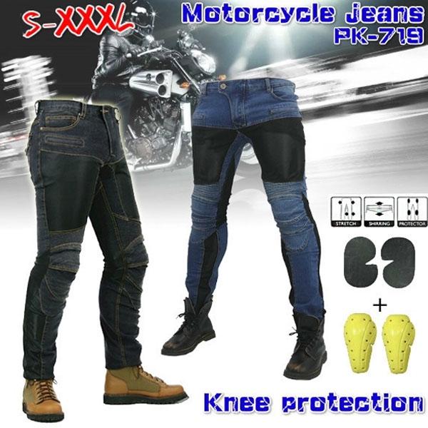 LICHIING PK-719 Heren Motorrijden Jeans Motorcross Racing Broek met 4 Protector Pad