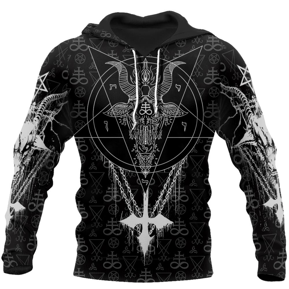 Xiao Xiang Lente Herfst Mode Heren Hoodies Satanische Tattoo Symbolen 3D All Over Printed Mannen Sweatshirt Unisex Zip Pullover Casual Jas