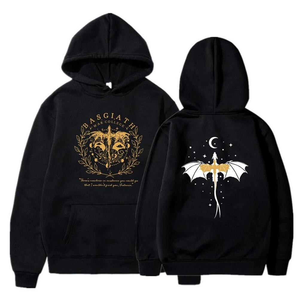 Bicheng Fourth Wing Double-Sided Hoodies Basgiath War College Hoodie Unisex Hooded Sweatshirts Bookish Hoodie Long Sleeve Pullovers Top