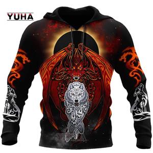 TIP723 Spring Autumn Fashion Hoodie Men's Wolf 3D Print Men Hoodie Unisex Pullover Casual Streetwear  Oversized Sweatshirt Sportswear