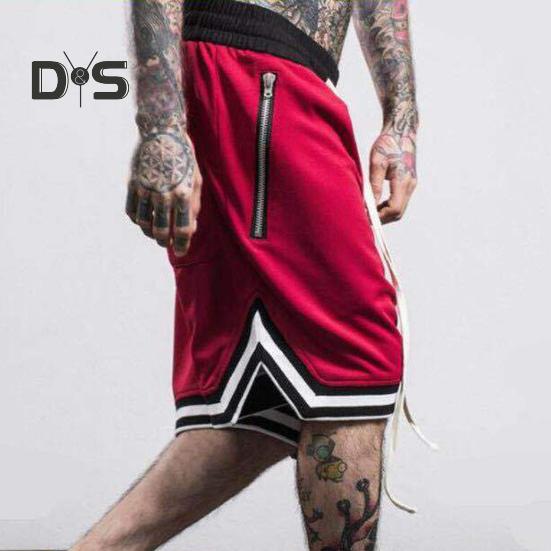 DYS Men Clothing Heren zomer casual shorts, elastisch trekkoord in de taille, ritszakken, atletische shorts, ademende mesh, sneldrogende sportshorts