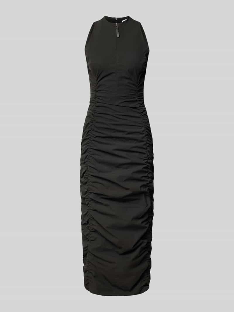 Review Midi-jurk met ritssluiting in effen design
