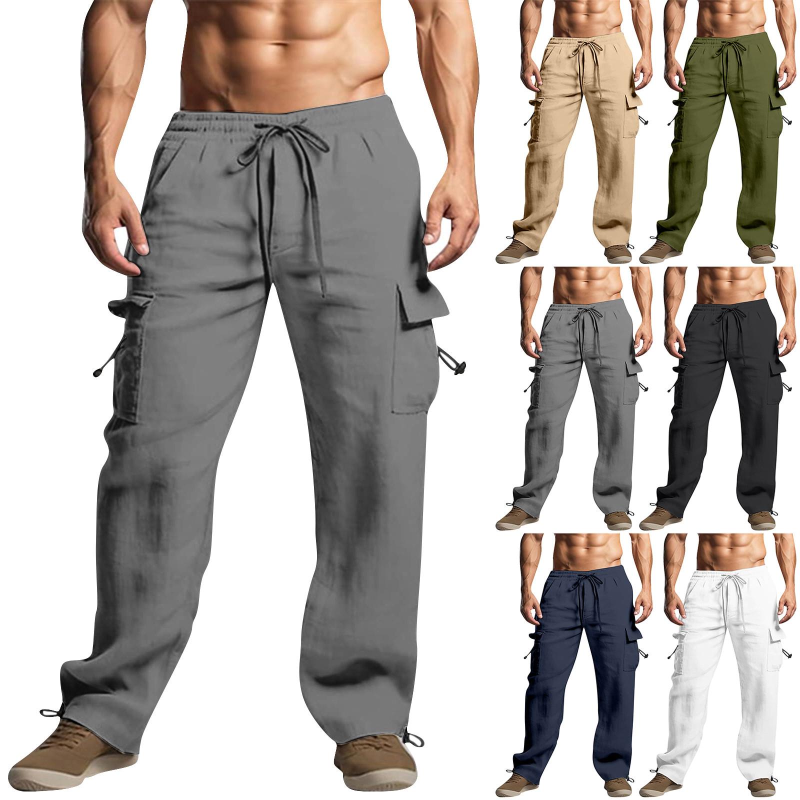 Bilibili Multi Pocket Loose Outdoor Casual Elastic Waist Workwear Pants