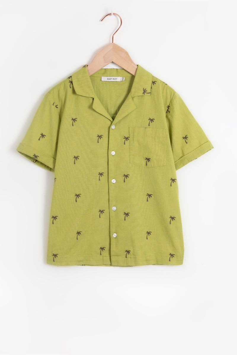 Sissy-Boy Groen Overhemd Met Palmboom Embroidery