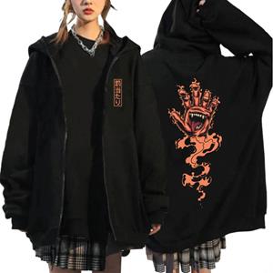 HSHWednesday3 Anime Jujutsu Kaisen Rits Hoodies Grappige Yuji Itadori Sukuna Ryomen Zip Up Sweatshirts Heren Jassen Casual Losse Jassen Koppels Kleding Streetwear