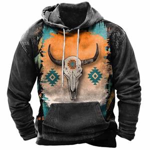 Xuhaijian02 Mode herenhoodies met cowboy grafische 3D-geprinte herfsthoodies oversized polyester vezelkleding