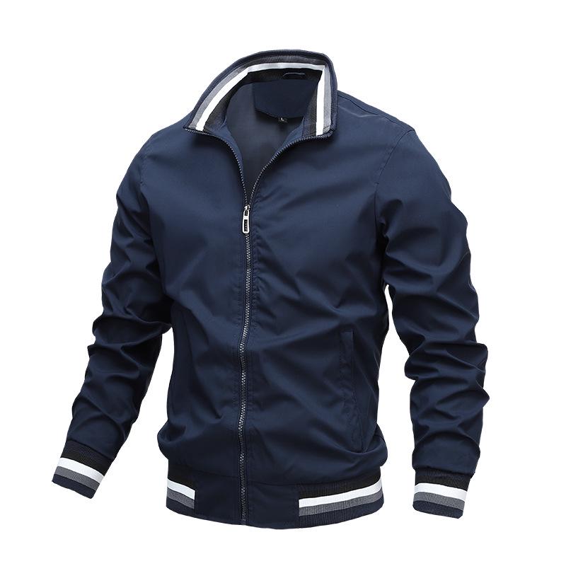 YYDS NO.1 Men's Spring and Autumn Zipper Side Seam Insert Pockets Sport Solid Color Casual Jacket