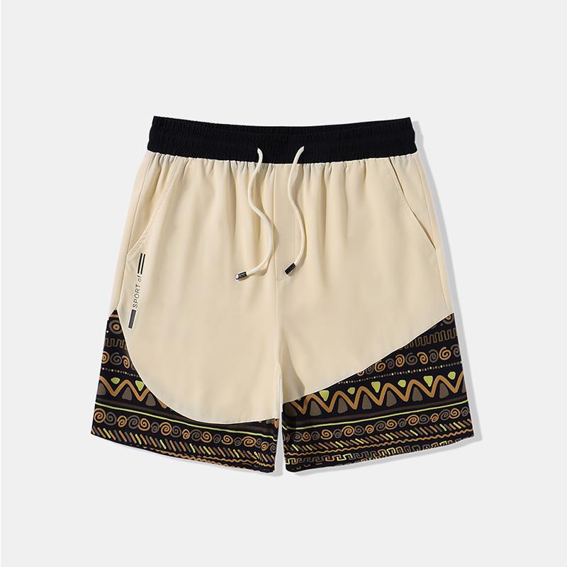 Men Apparel Etnische heren zomer geometrische print stiksels shorts broek