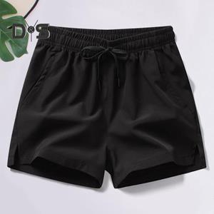 Eyouth Men Summer Casual Shorts Mid rise Elastic Waistband Pockets Beach Shorts Solid Color Wide Leg Loose Fit Fitness Shorts