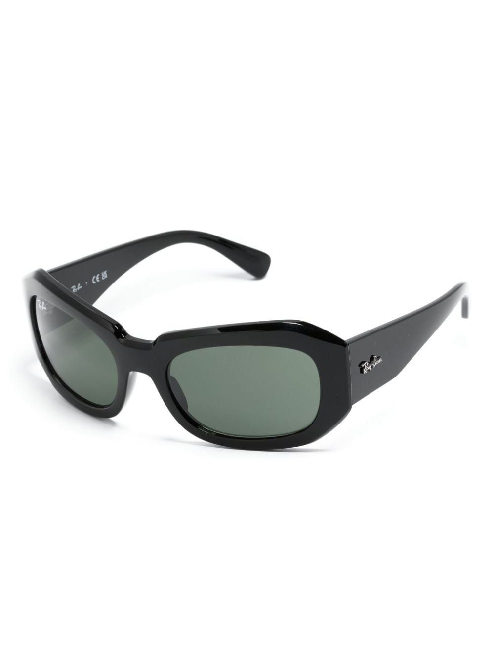 Ray-Ban Beate zonnebril met rechthoekig montuur - Zwart