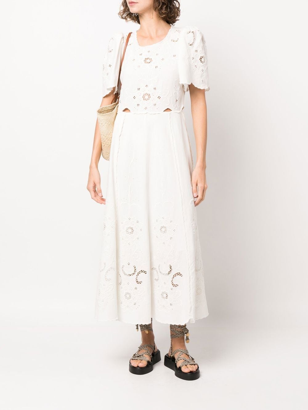 Sea Midi-jurk met borduurwerk - Wit