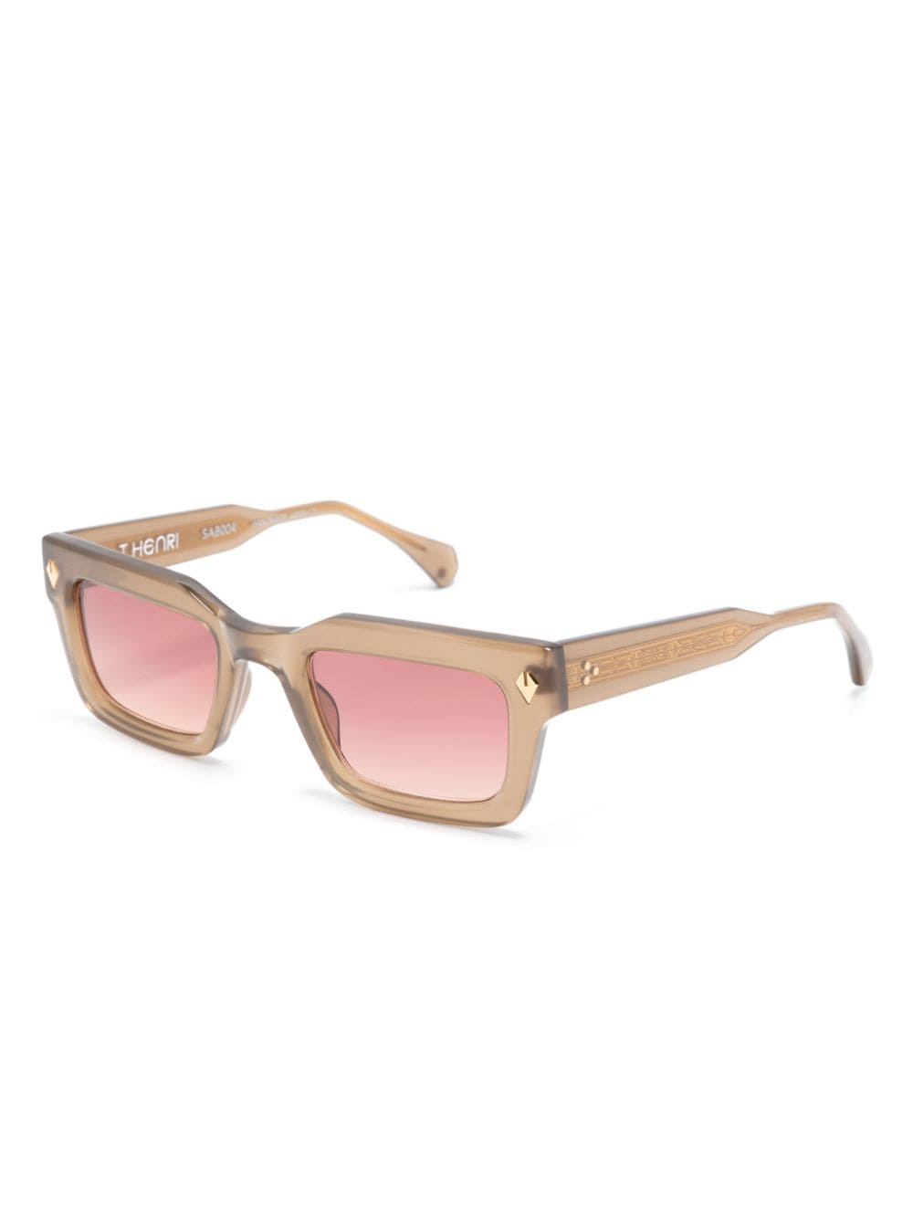 T Henri Eyewear Slantnose zonnebril met rechthoekig montuur - Beige