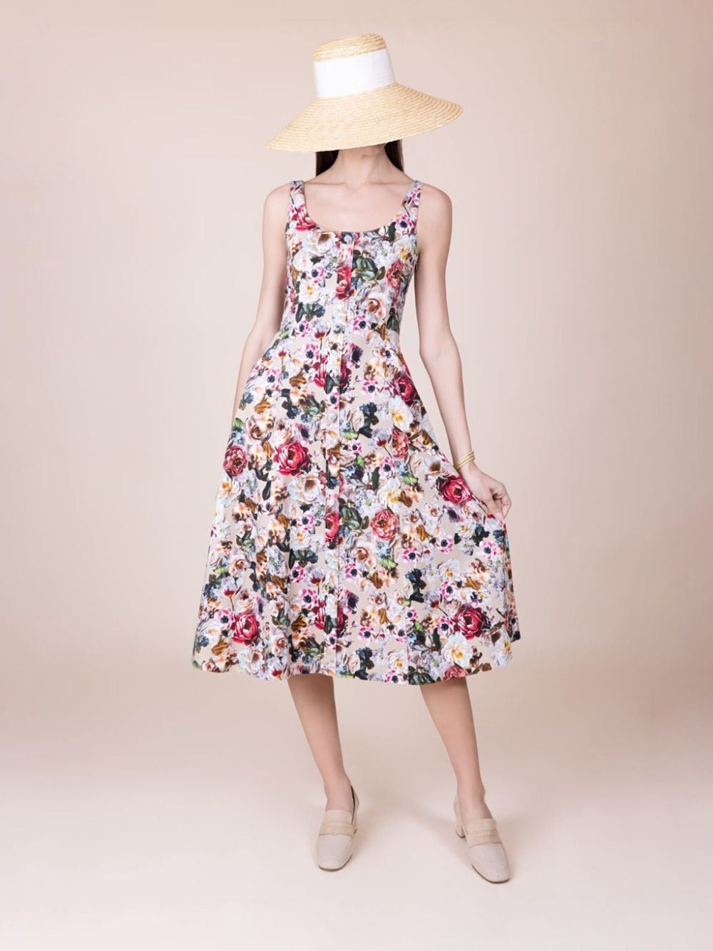 Adam Lippes Amelia midi-jurk met bloemenprint - Roze
