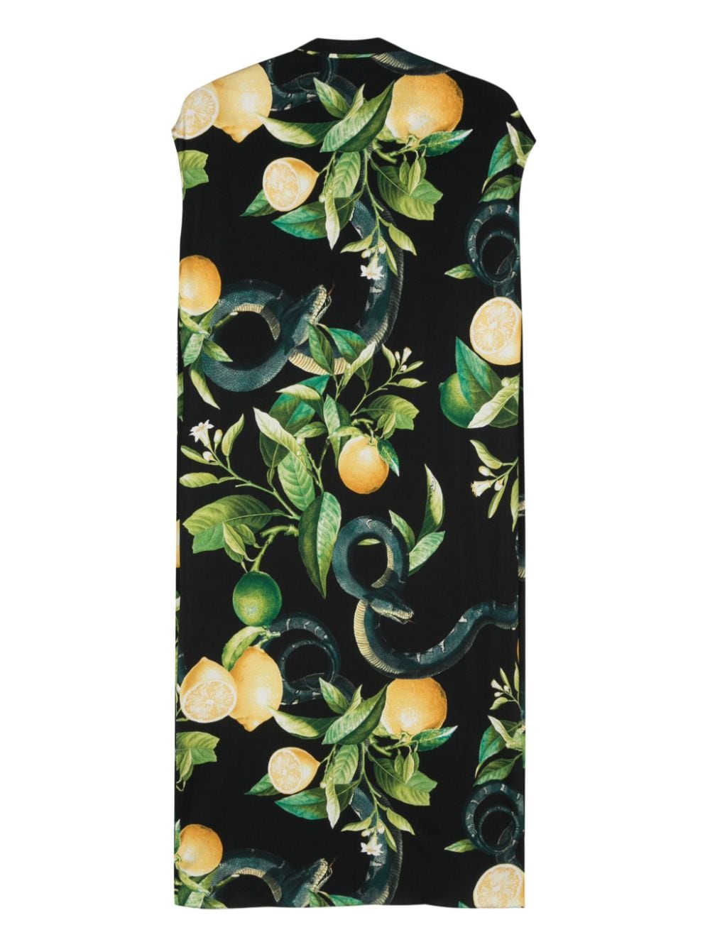 Roberto Cavalli lemon-print midi dress - Zwart