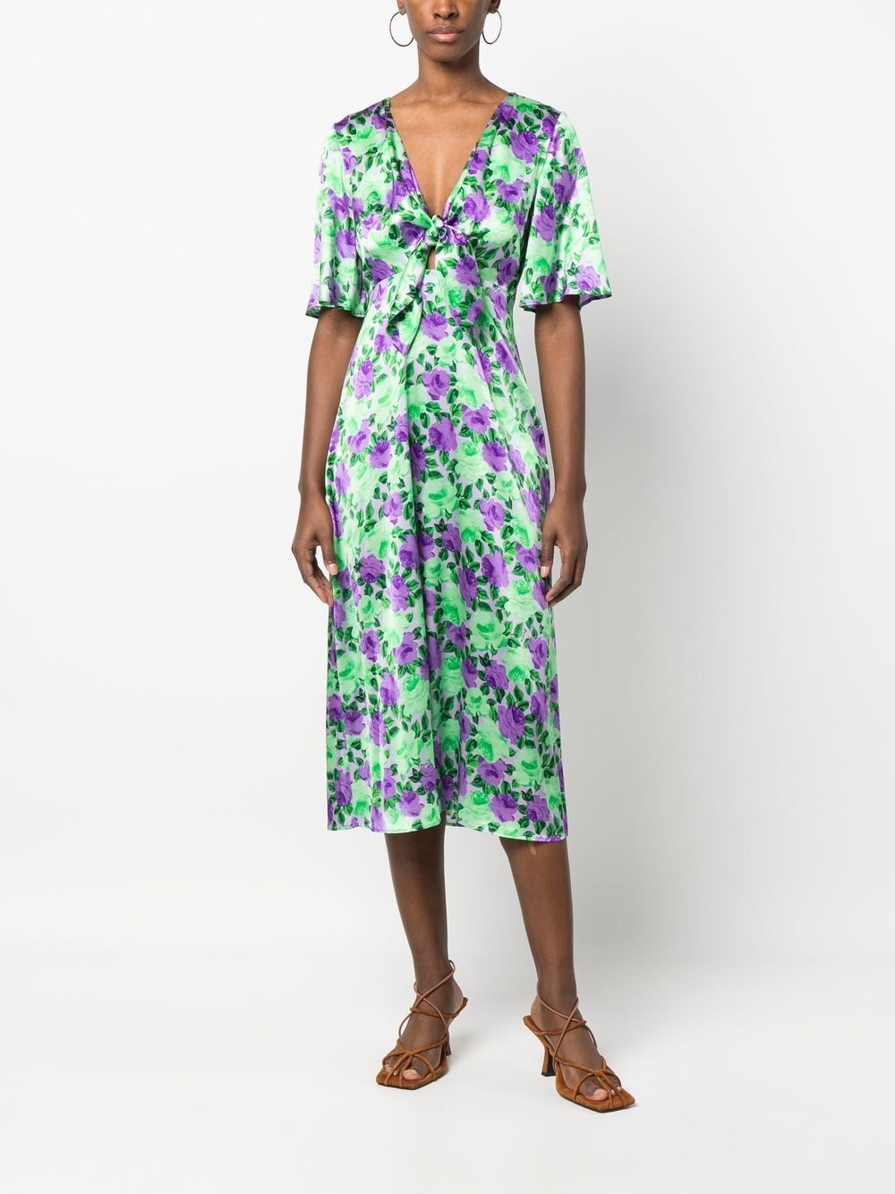 P.A.R.O.S.H. Midi-jurk met bloemenprint - Groen