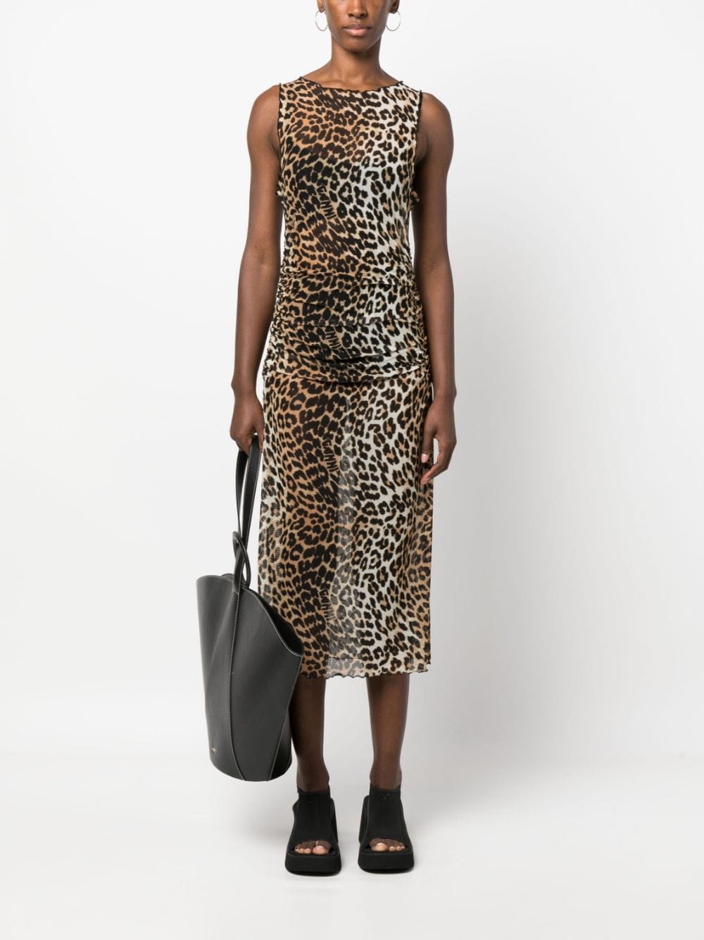GANNI Midi-jurk met luipaardprint - Bruin