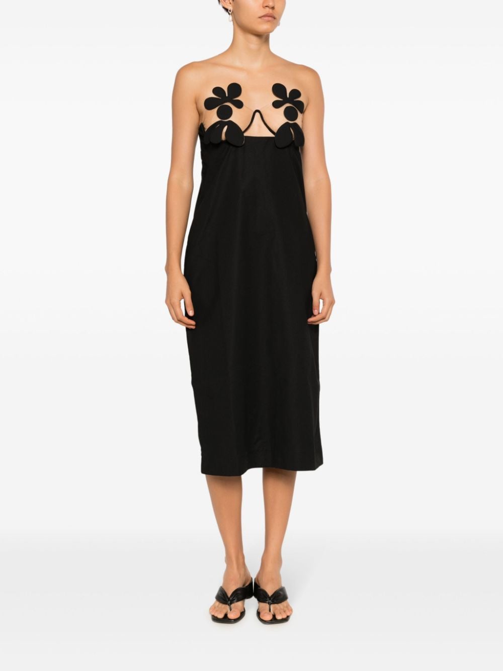 Adriana Degreas Midi-jurk met bloemenpatch - Zwart