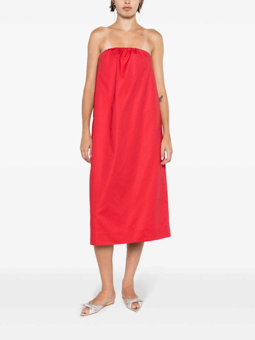 Adriana Degreas Midi-jurk van katoenmix - Rood
