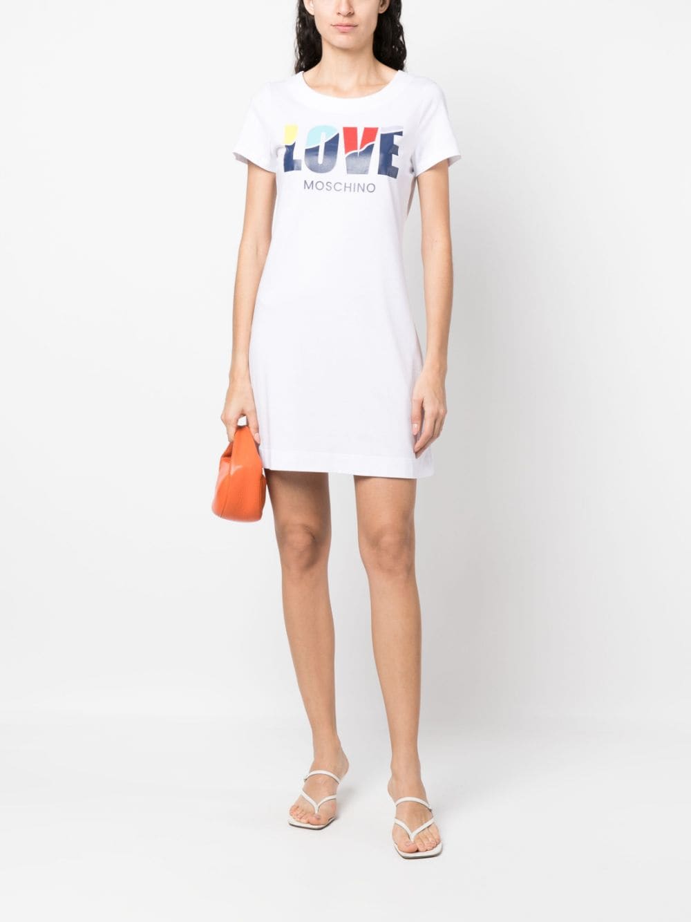 Love Moschino T-shirtjurk met logoprint - Wit