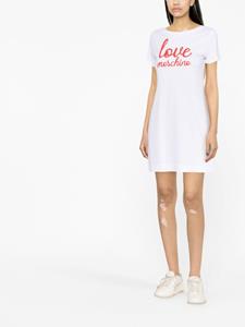 Love Moschino T-shirtjurk met logoprint - Wit